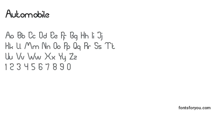 Czcionka Automobile – alfabet, cyfry, specjalne znaki