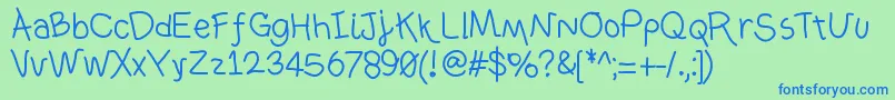 Ownhand Font – Blue Fonts on Green Background