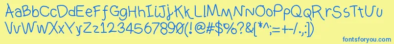 Ownhand Font – Blue Fonts on Yellow Background