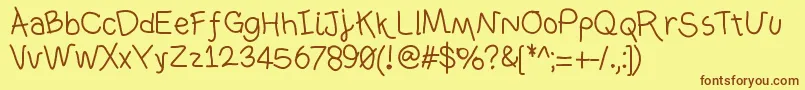 Ownhand Font – Brown Fonts on Yellow Background