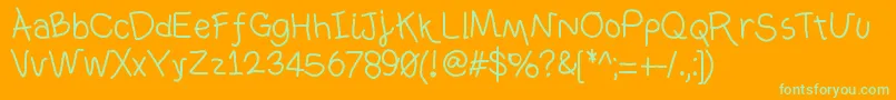 Ownhand Font – Green Fonts on Orange Background