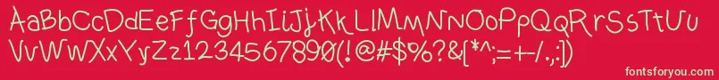 Ownhand Font – Green Fonts on Red Background