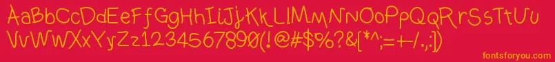 Ownhand Font – Orange Fonts on Red Background