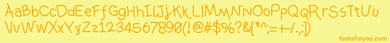 Ownhand Font – Orange Fonts on Yellow Background