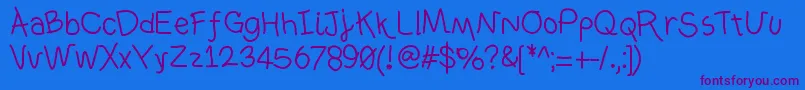 Ownhand Font – Purple Fonts on Blue Background