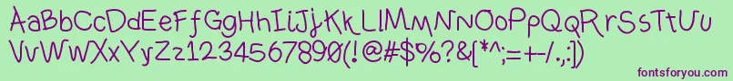 Ownhand Font – Purple Fonts on Green Background