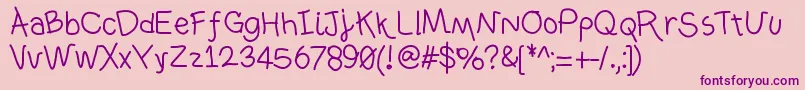 Ownhand Font – Purple Fonts on Pink Background