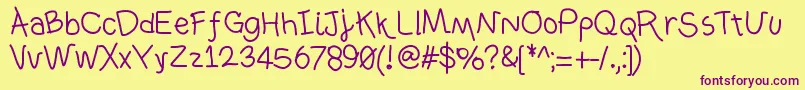 Ownhand Font – Purple Fonts on Yellow Background
