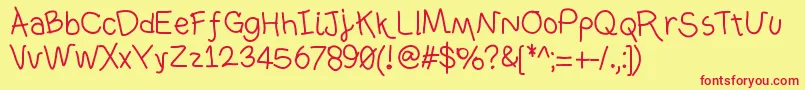 Ownhand Font – Red Fonts on Yellow Background