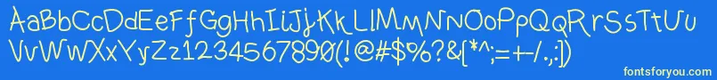 Ownhand Font – Yellow Fonts on Blue Background