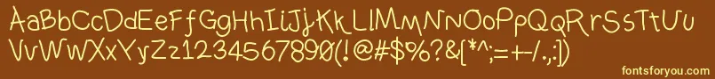Ownhand Font – Yellow Fonts on Brown Background