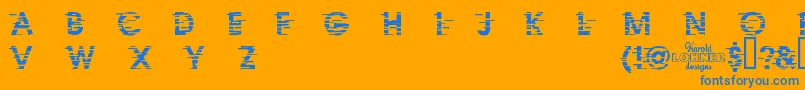 IxatDemo-Schriftart – Blaue Schriften auf orangefarbenem Hintergrund