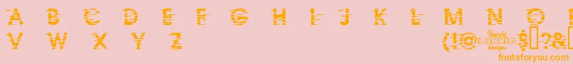 フォントIxatDemo – オレンジの文字がピンクの背景にあります。