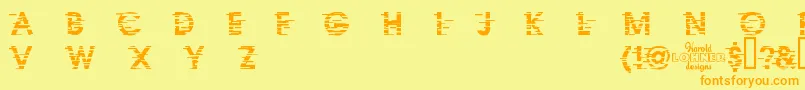 フォントIxatDemo – オレンジの文字が黄色の背景にあります。