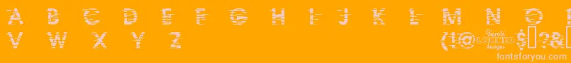 IxatDemo-fontti – vaaleanpunaiset fontit oranssilla taustalla
