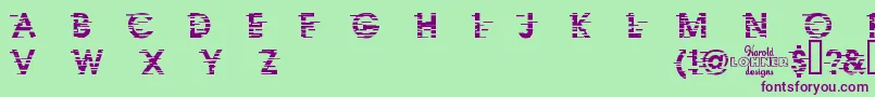 Шрифт IxatDemo – фиолетовые шрифты на зелёном фоне