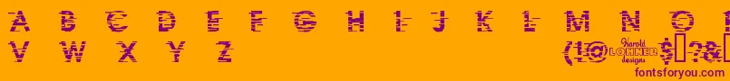 IxatDemo-fontti – violetit fontit oranssilla taustalla