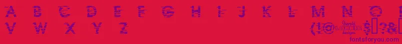 Czcionka IxatDemo – fioletowe czcionki na czerwonym tle