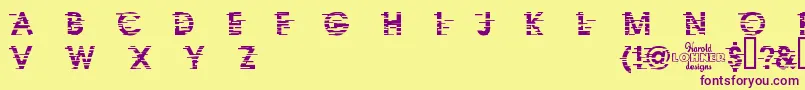 IxatDemo-fontti – violetit fontit keltaisella taustalla