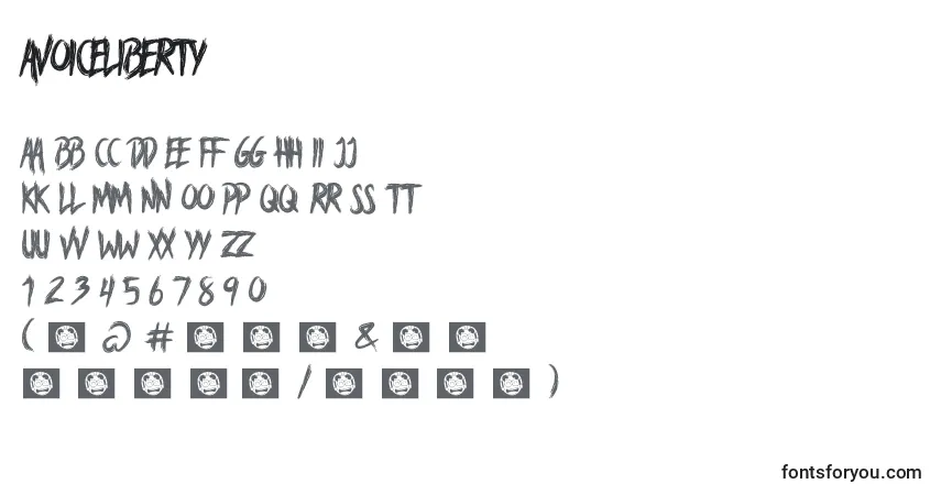 Czcionka AVoiceLiberty – alfabet, cyfry, specjalne znaki