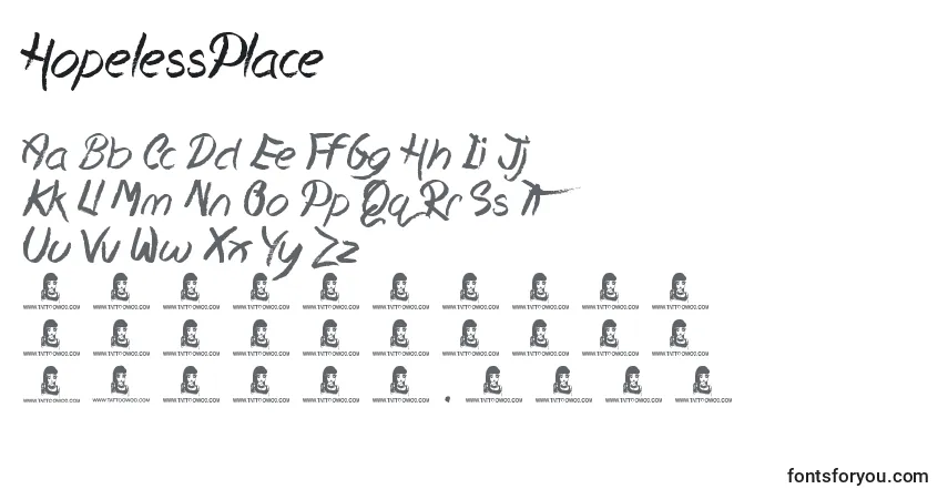 HopelessPlace Font – alphabet, numbers, special characters