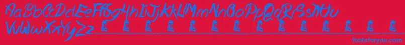 HopelessPlace Font – Blue Fonts on Red Background
