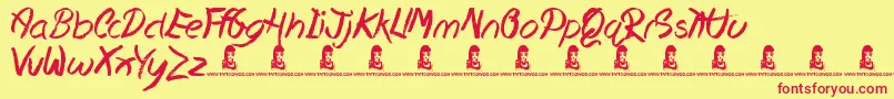 HopelessPlace Font – Red Fonts on Yellow Background