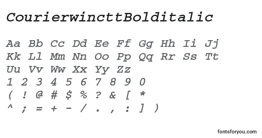 Schriftart CourierwincttBolditalic – Alphabet, Zahlen, spezielle Symbole