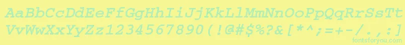 CourierwincttBolditalic Font – Green Fonts on Yellow Background