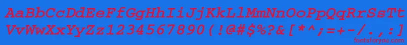 CourierwincttBolditalic Font – Red Fonts on Blue Background