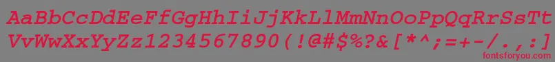 フォントCourierwincttBolditalic – 赤い文字の灰色の背景