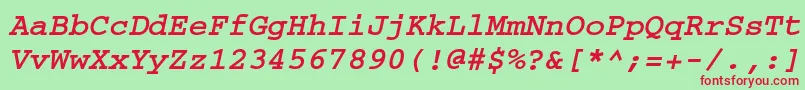フォントCourierwincttBolditalic – 赤い文字の緑の背景