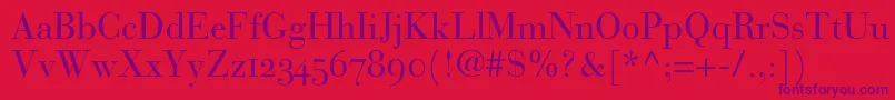 BauerBodoniRomanOldstyleFigures-Schriftart – Violette Schriften auf rotem Hintergrund