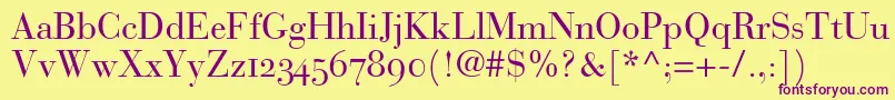 BauerBodoniRomanOldstyleFigures Font – Purple Fonts on Yellow Background