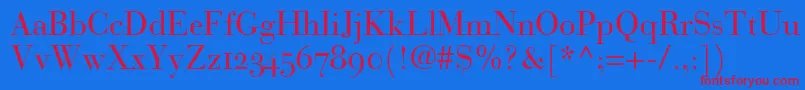 BauerBodoniRomanOldstyleFigures Font – Red Fonts on Blue Background