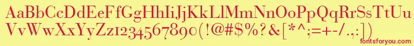 BauerBodoniRomanOldstyleFigures Font – Red Fonts on Yellow Background