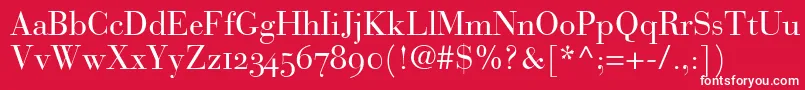 BauerBodoniRomanOldstyleFigures Font – White Fonts on Red Background