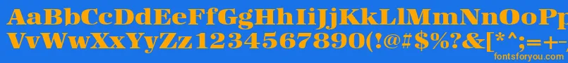 フォントUrwantiquatultbolextwid – オレンジ色の文字が青い背景にあります。