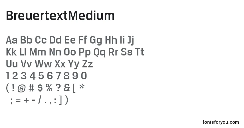 A fonte BreuertextMedium – alfabeto, números, caracteres especiais