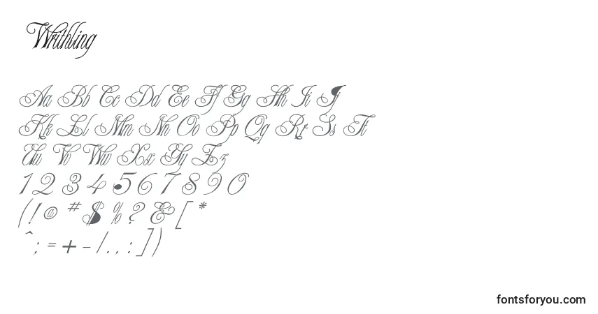 Czcionka Writhling – alfabet, cyfry, specjalne znaki
