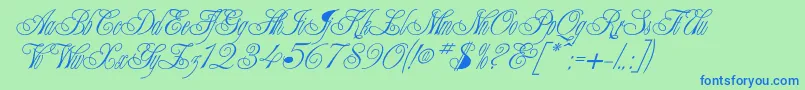 Writhling Font – Blue Fonts on Green Background