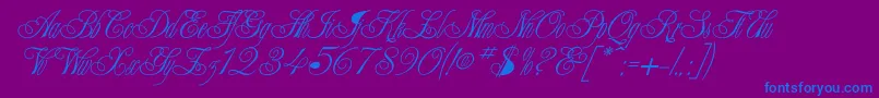 Writhling-Schriftart – Blaue Schriften auf violettem Hintergrund