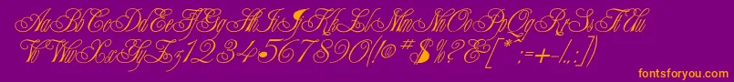 Writhling-Schriftart – Orangefarbene Schriften auf violettem Hintergrund