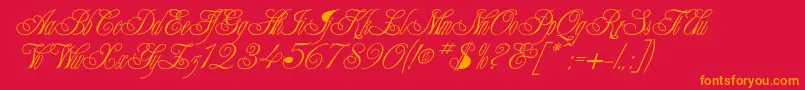 Writhling-Schriftart – Orangefarbene Schriften auf rotem Hintergrund