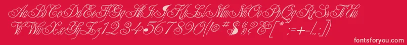 Writhling-fontti – vaaleanpunaiset fontit punaisella taustalla
