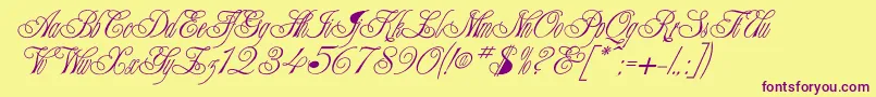 Writhling Font – Purple Fonts on Yellow Background