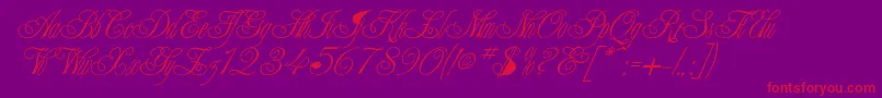 Writhling-fontti – punaiset fontit violetilla taustalla