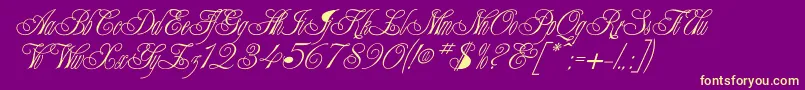 Writhling-fontti – keltaiset fontit violetilla taustalla
