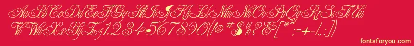 Writhling Font – Yellow Fonts on Red Background