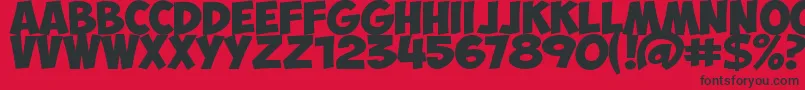Więcej informacji o czcionce ObelixProBold Czcionka ObelixProBold – czarne czcionki na czerwonym tle